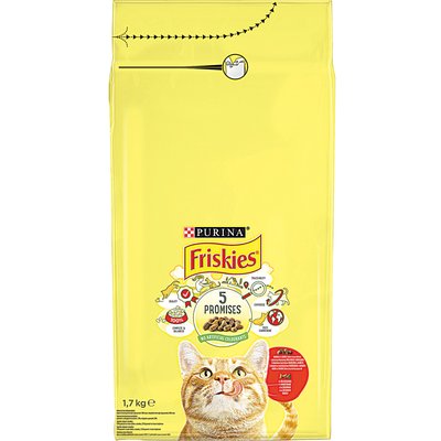 FRISKIES SZÁRAZ MACSKAELEDEL MARHAVÁL-CSIRKÉVEL-ZÖLDSÉGGEL termékképe