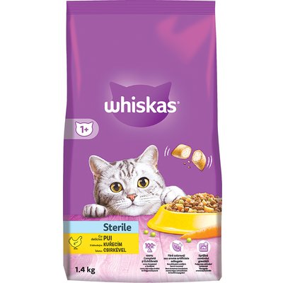 WHISKAS STERILE SZÁRAZ MACSKAELEDEL CSIRKEVEL termékképe
