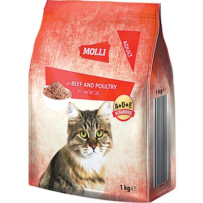 MOLLI SZÁRAZ MACSKAELEDEL MARHÁVAL-BAROMFIVAL termékképe