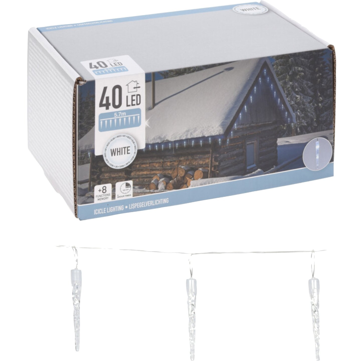 40 Led-es Jégcsap Alakú Karácsonyi Világítás