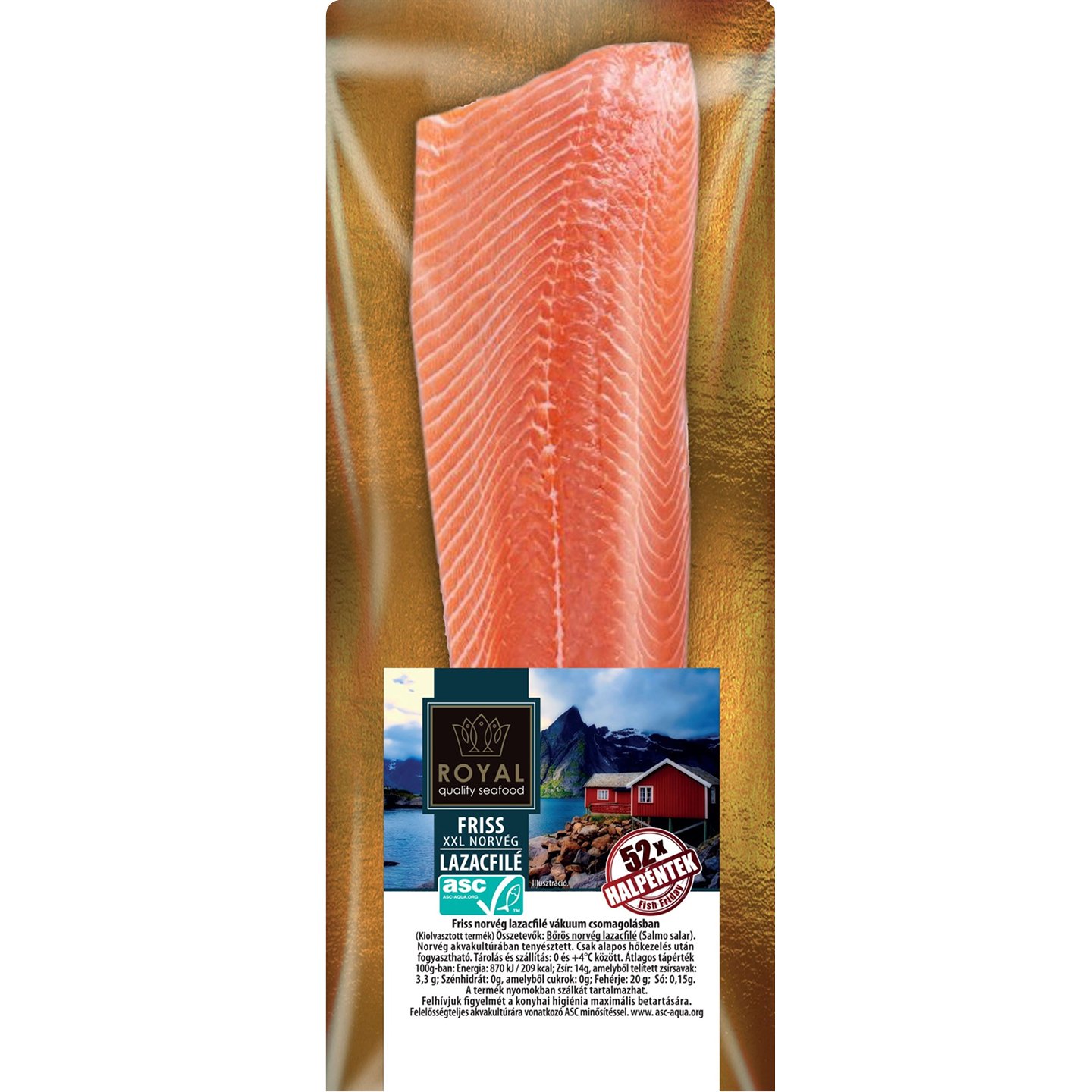 Friss Bőrös Lazacfilé Xxl