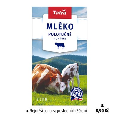 obrázek Mléko polotučné 1,5% Tatra