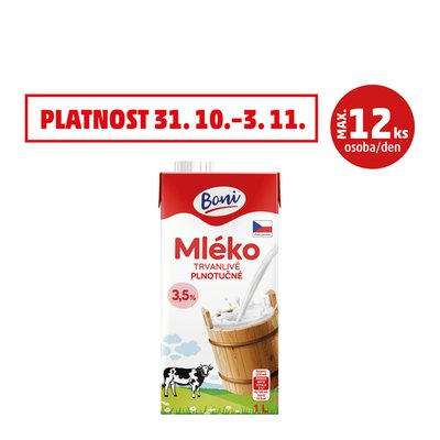 Image of Mléko trvanlivé plnotučné 3,5% Boni