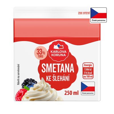obrázek Smetana ke šlehání 33% Karlova Koruna
