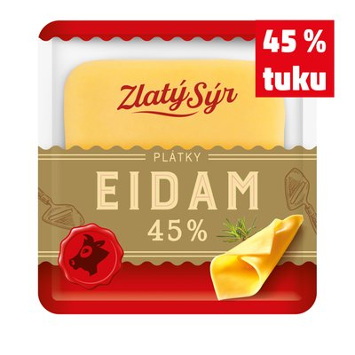 obrázek Sýr Eidam 45% plátky Zlatý sýr