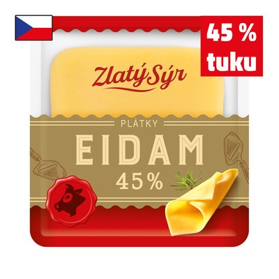 obrázek Sýr Eidam 45% plátky Zlatý sýr