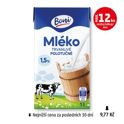 obrázek Mléko trvanlivé polotučné 1,5%