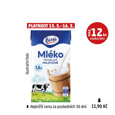 Image of Mléko trvanlivé polotučné 1,5%