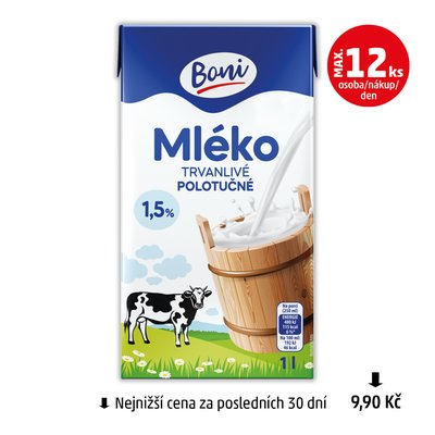 obrázek Mléko trvanlivé polotučné 1,5%