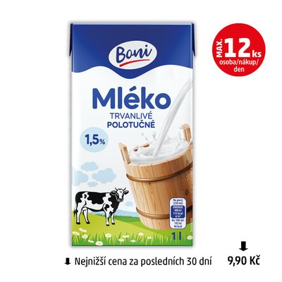 obrázek Mléko trvanlivé polotučné 1,5%