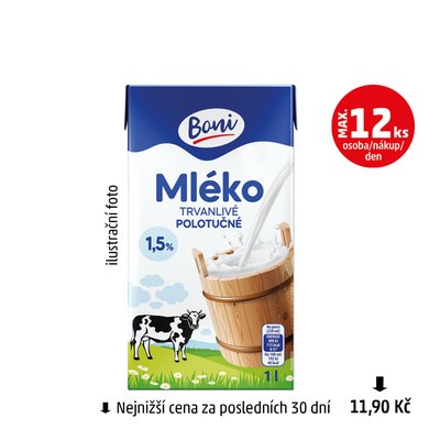 obrázek Mléko trvanlivé polotučné 1,5%