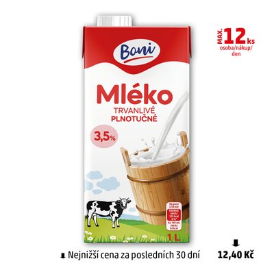 obrázek Mléko trvanlivé plnotučné 3,5% Boni