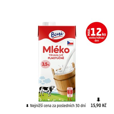 Image of Mléko trvanlivé plnotučné 3,5% Boni