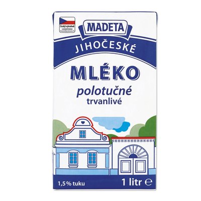 obrázek Mléko jihočeské polotučné 1,5% Madeta
