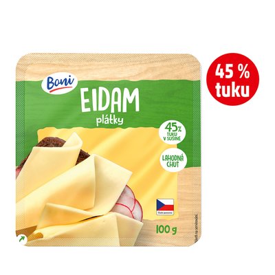 obrázek Sýr Eidam 45% plátky Boni
