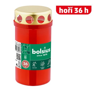 obrázek Svíčka hřbitovní+víčko červená 36h