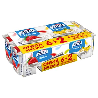Imaginea MPK 6+2 ZUZU IAURT CU CAPSUNI/BANANE8X125G