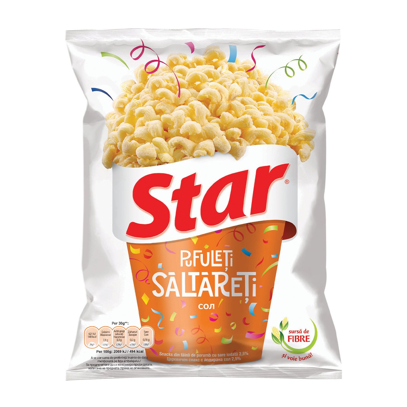 Star Snack Pufuleti Din Faina De Porumb Cu Sare
