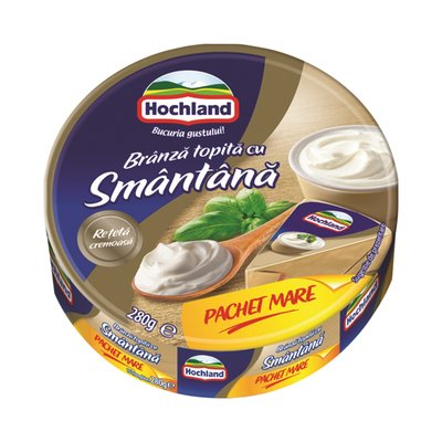 Imaginea HOCHLAND BRANZA TOPITA 280G TRIUNGHI CU SMANTANA