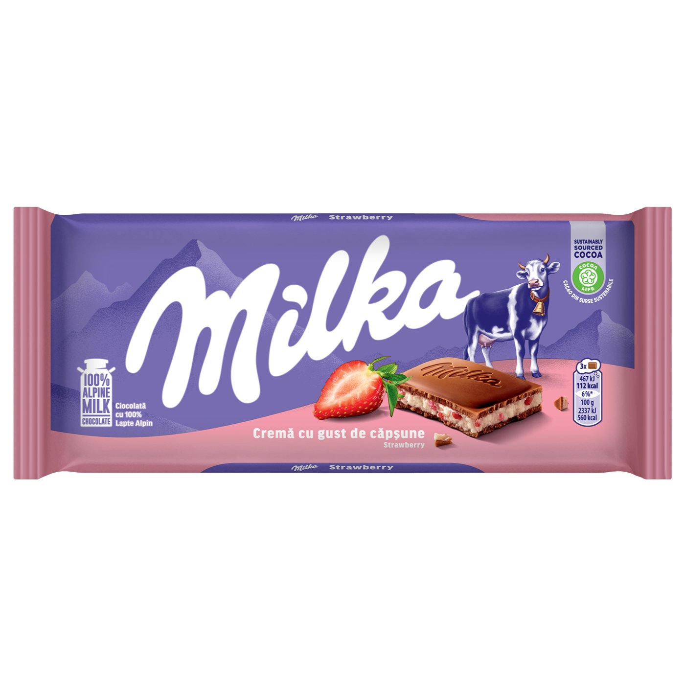 Milka Ciocolata Crema Aroma Capsuni