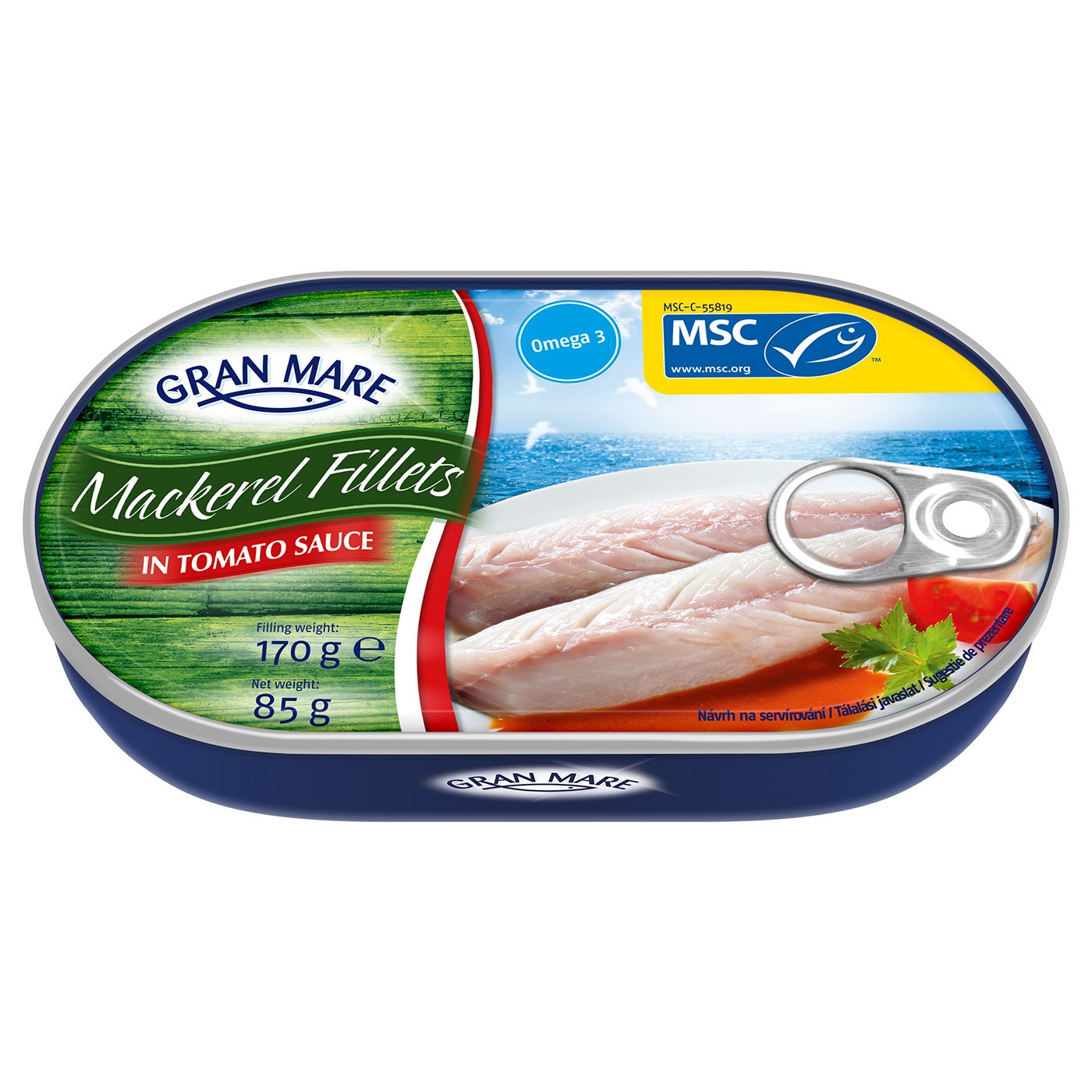 Gran Mare File De Macrou In Sos Tomat Greutate Masa Neta Scursa 85gr