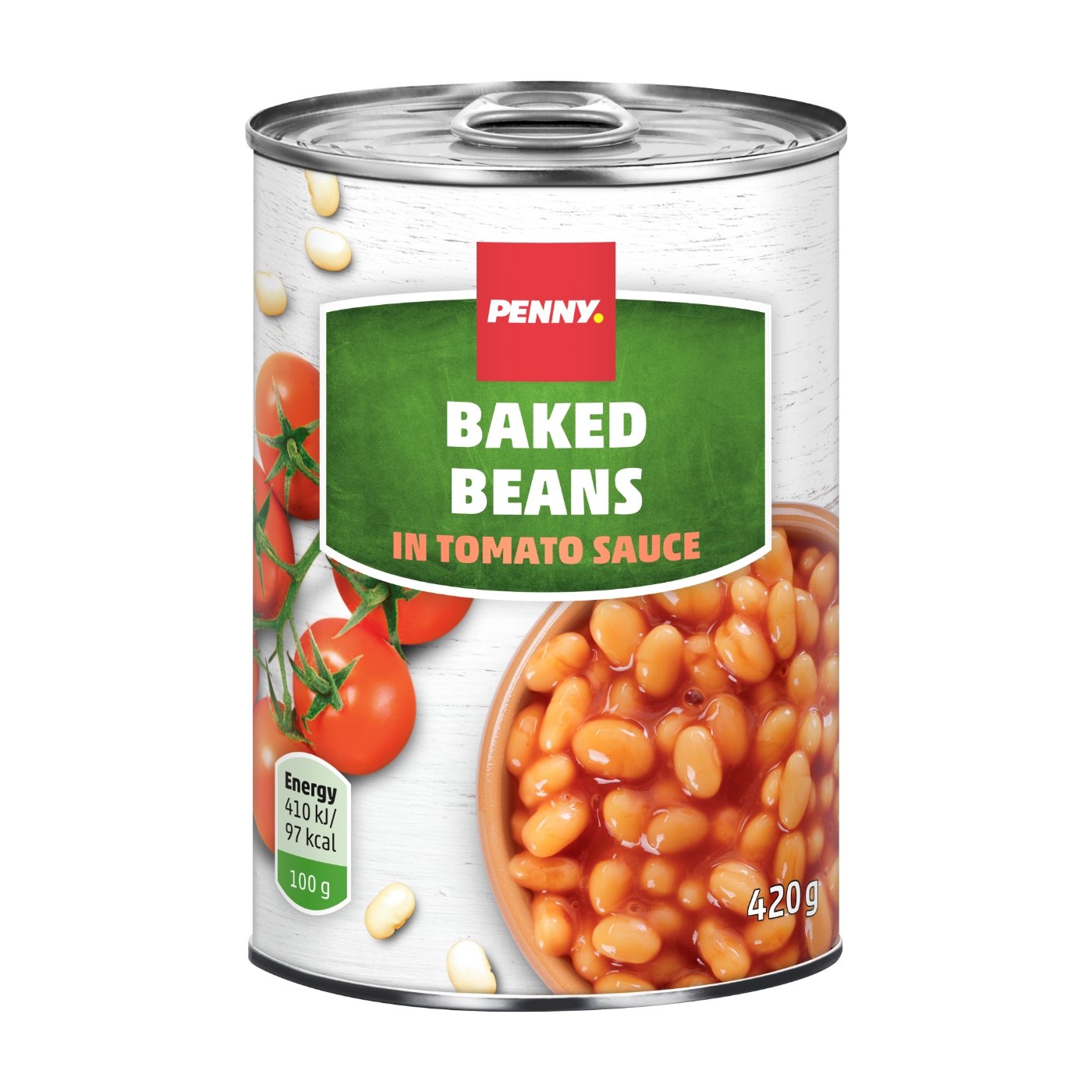 Penny Fasole Boabe Alba In Sos Tomat Greutate Masa Neta Scursa 240gr