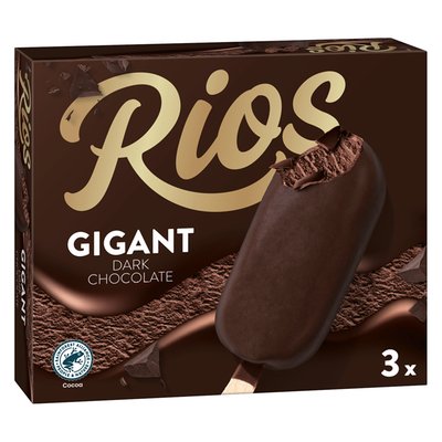 Imaginea RIOS INGHETATA PE BAT DARK CHOCOLATE 3X82G