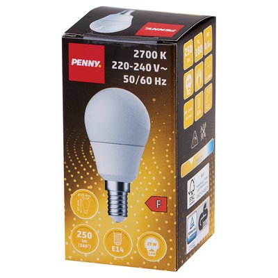 Imaginea PENNY BEC LED 2.9W P45 E14 INCLUDE TIMBRU VERDE 0.54 RON