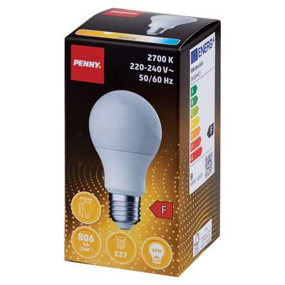 Imaginea PENNY BEC LED 8.6W A60 E27 INCLUDE TIMBRU VERDE 0.54 RON