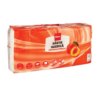 Imaginea PENNY HARTIE IGIENICA 8 ROLE 3 STRATURI PIERSICA