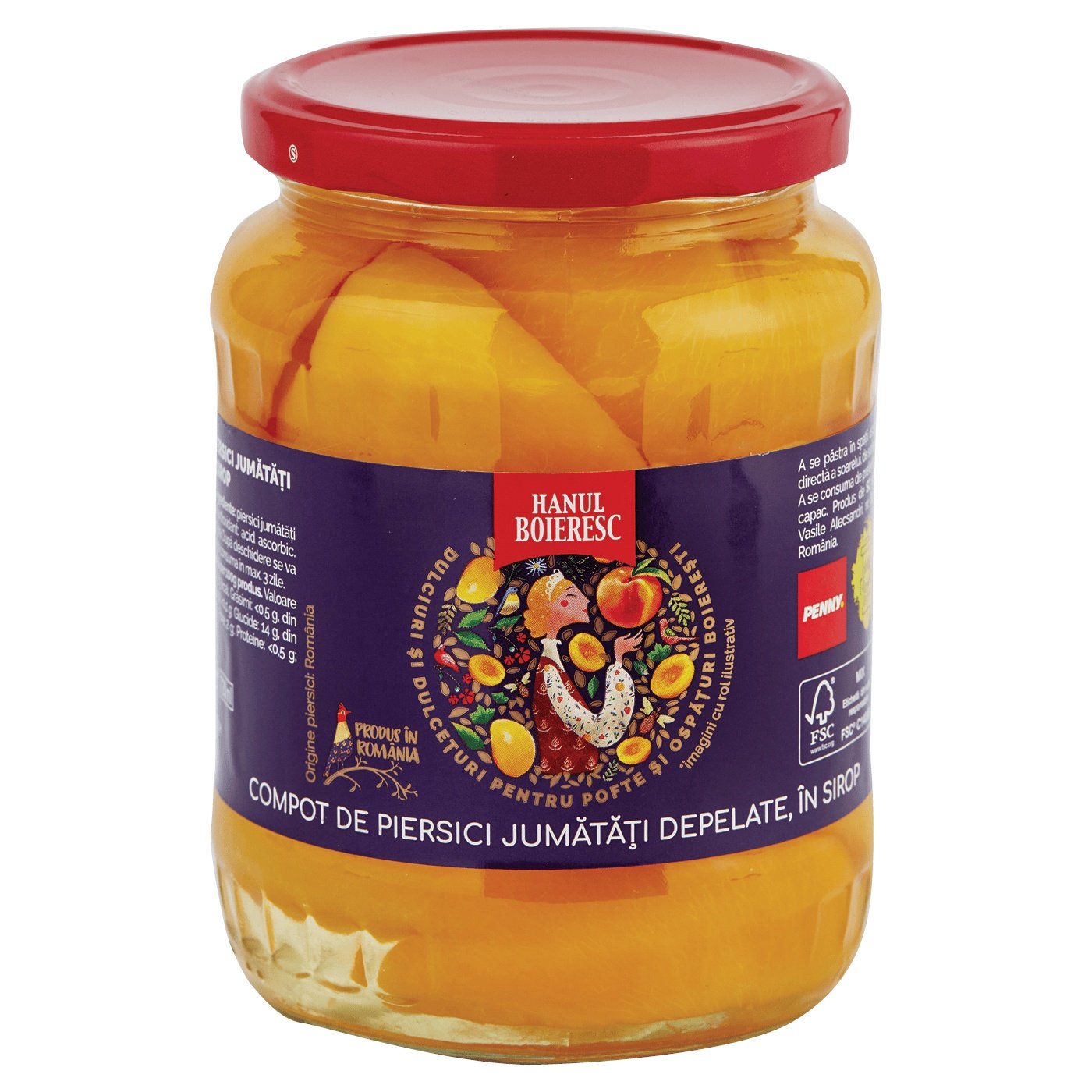 Hanul Boieresc Compot De Piersici Jumatati, In Sirop Greutate Masa Neta Scursa 370gr
