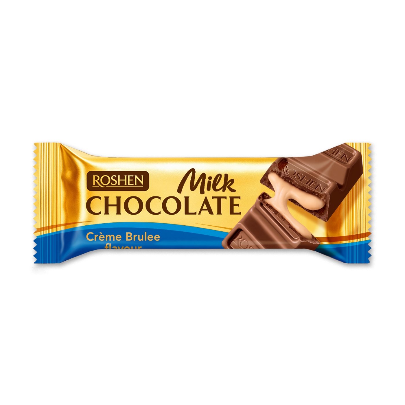Roshen Baton Cu Ciocolata Cu Lapte Cu Umplutura Cu Aroma De Creme Brulee