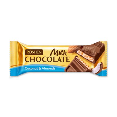 Imaginea ROSHEN BATON CIOCOLATA LAPTE CU MIGDALE SI UMPLUTURA DE NUCA DE COCOS
