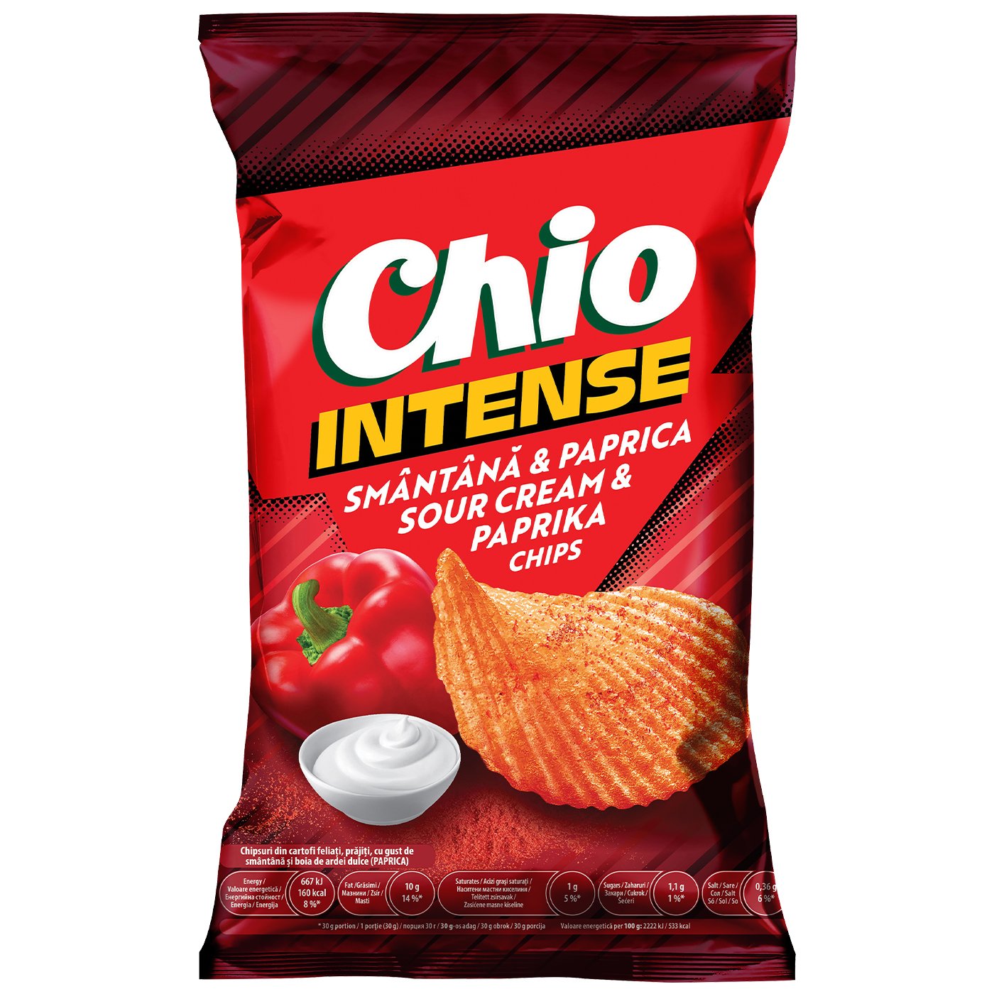 Chio Chips Intense Cartofi Gust Smantanana Boia Ar Dulce
