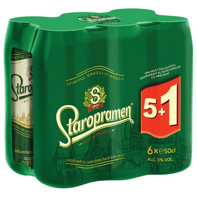 Imaginea STAROPRAMEN BERE 5% ALC 6X500ML 5+1 SE POATE ACHIZIT.SI LA BUC+GARANTIE SGR0.5LEIX6BUC