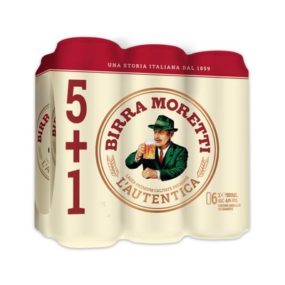 Imaginea BIRRA MORETTI BERE BLONDA4,6%ALC6X500ML5+1 SE POATE ACHIZITIONA SI LA BUC.+ GARANTIE SGR 0.5LEIX6BUC
