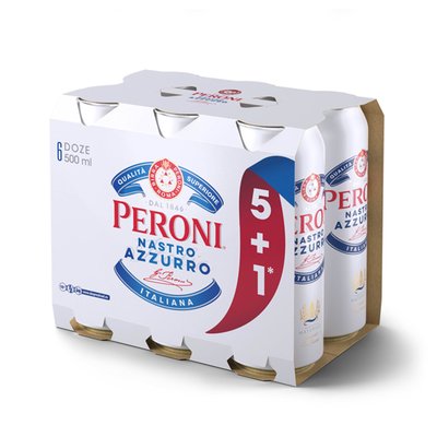 Imaginea PERONI  BERE BLONDA 5% ALC 6X500ML 5+1 SE POATE ACHIZITIONA SI LA BUC.+ GARANTIE SGR 0.5LEIX6BUC