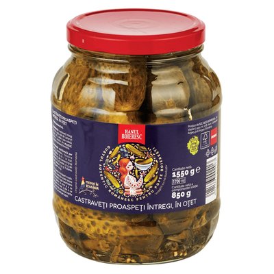 Imaginea HANUL BOIEREESC Castraveti in otet 9-12cm GREUTATE MASA NETA SCURSA 850GR