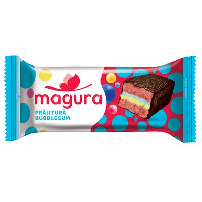 Imaginea MAGURA PRAJITURA CU CREMA BANANA CREMA AROMA BUBBLE GUM SI GLAZURA CACAO