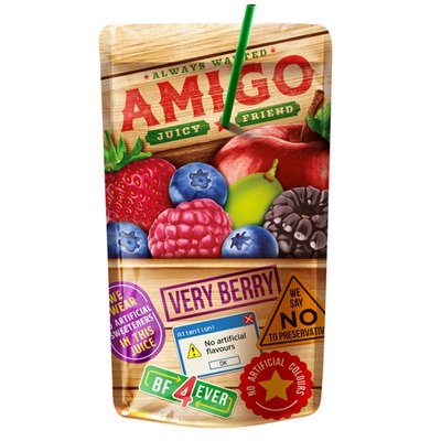 Imaginea AMIGO VERY BERRY BAUTURA DIN CONCENTRAT MIXT DE FRUCTE CU INDULCITOR NATURAL 200ML