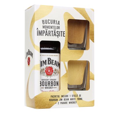 Imaginea JIM BEAM WHISKY 40% ALC. + 2 PAHARE + GARANTIE SGR 0.50 LEI