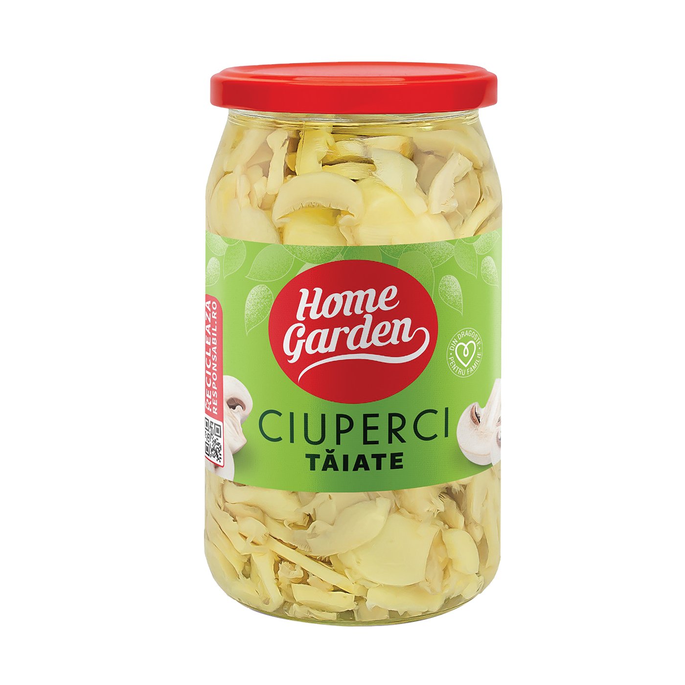 Home Garden Ciuperci Taiate Borcan Greutate Masa Neta Scursa 400gr