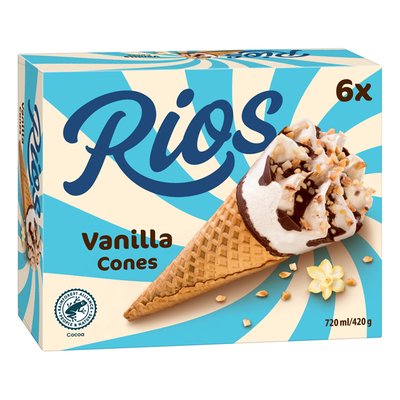 Imaginea RIOS INGHETATA CORNET VANILIE CARAMEL 6X72G