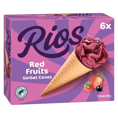 Imaginea RIOS INGHETATA CORNET SORBET FRUCTE ROSII 6X75G