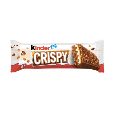 Imaginea KINDER CRISPY NAPOLITANA CU CREMA CACAO SI LAPTE ALUNE PADURE ACOPERITA CIOCOLATA SI BUC BISCUITI