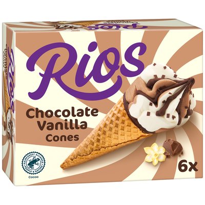 Imaginea RIOS INGHETATA CORNET VANILIE CIOCOLATA 6X71G