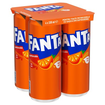Imaginea FANTA PORTOCALE BAUTURA RAC.CARBOGAZOASA CU SUC DE PORTOCALE 4X330ML + GARANTIE SGR 4x0.5RON