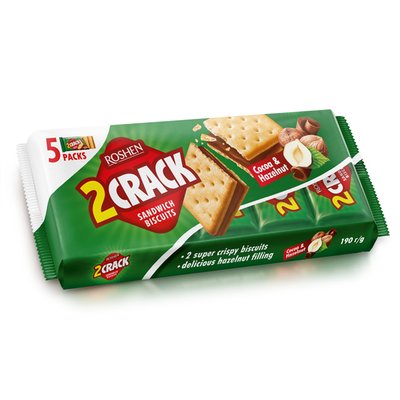 Imaginea ROSHEN 2CRACK  BISCUTI CROCANTI CU UMPLUTURA CACAO ALUNE