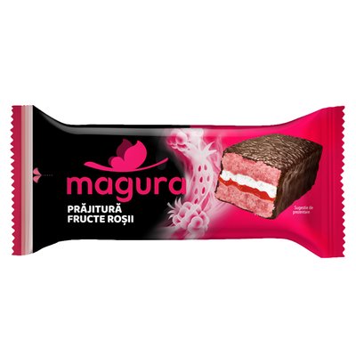 Imaginea MAGURA PRAJITURA FRUCTE ROSII CU CREMA DE IAURT  UMPLUTURA DE CAPSUNI SI ZMEURA  SI GLAZURA CACAO