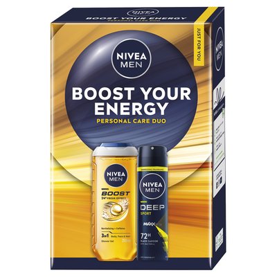 Imaginea NIVEA BOOST G.DUS 250ML+DEO SPR.150ML DEO SPRAY DEEP SPORT